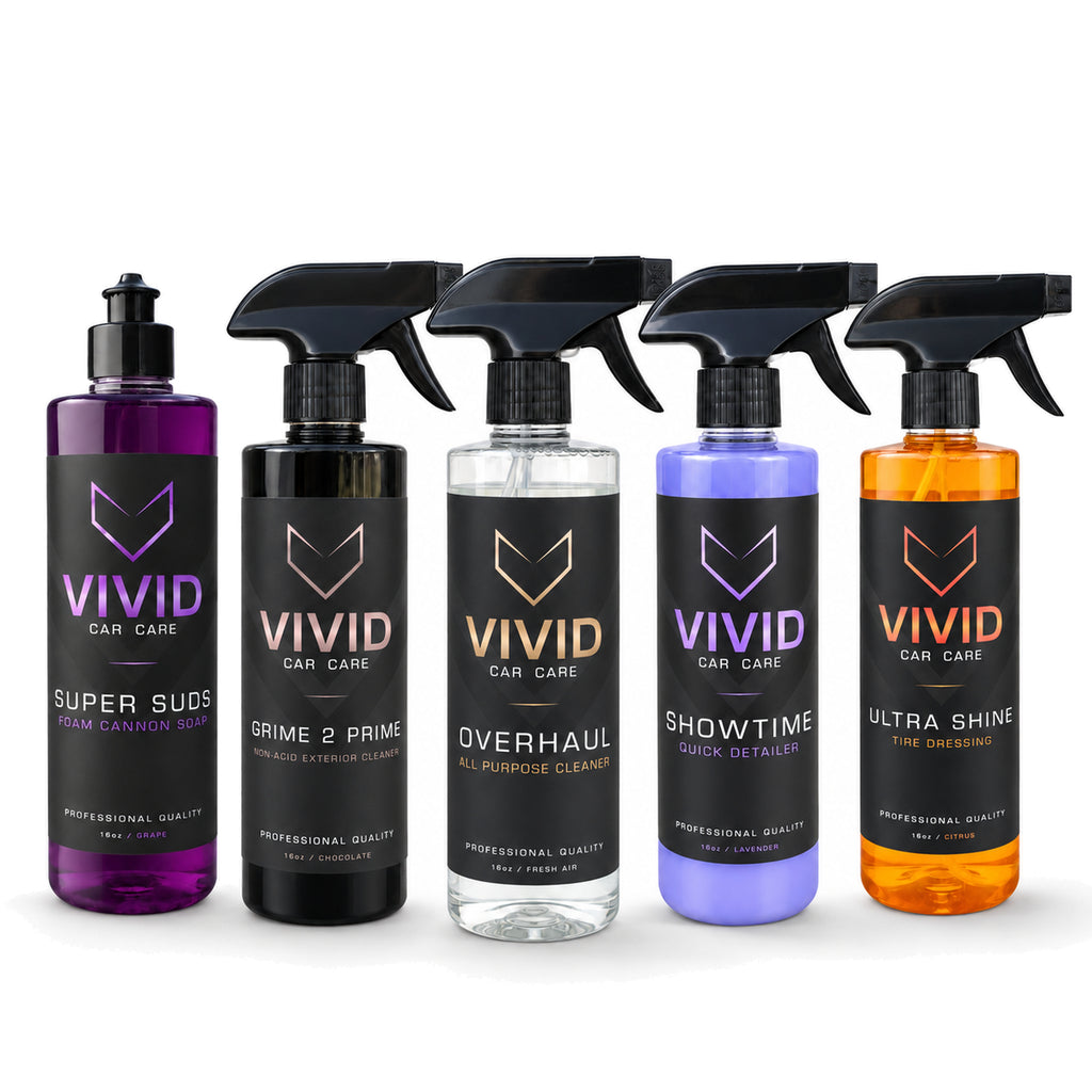 Full Vivid Detail Kit, 5-Piece Complete Car Care Bundle - 16oz